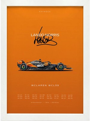Kaynock Lando Norris MCL39, Formula 1, F1, Poster Tablo Beyaz Çerçeve
