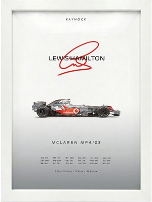 Kaynock Lewis Hamilton Mclaren, Formula 1, F1 Poster Tablo Beyaz Çerçeve
