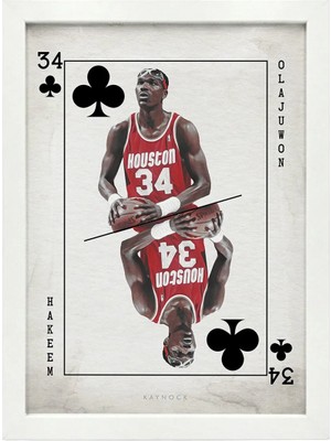 Kaynock Hakeem Olajuwon, Houston Rockets, Basketbol, Nba Poster Tablo Beyaz Çerçeve