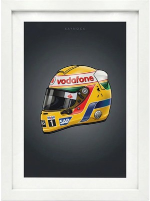 Kaynock Lewis Hamilton 2008 Kask, Formula 1, F1, Poster Tablo Beyaz Çerçeve