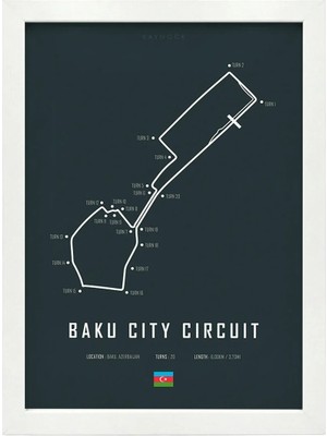 Kaynock Baku Grand Prix, Monza, Ferrari, Formula 1 Pist, F1 Poster Tablo Beyaz Çerçeve