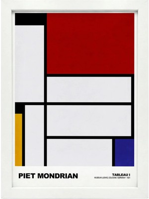 Kaynock Piet Mondrian Tableau I, Modern, Contemporary Art, Poster Tablo Dijital Tasarım Beyaz Çerçeve