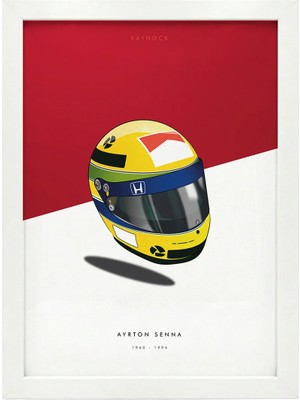 Kaynock Ayrton Senna Helmet Poster Tablo, Formula 1, Dijital Tasarım Tablo Beyaz Çerçeve