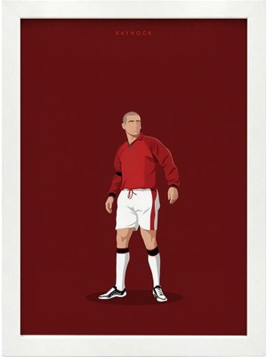 Kaynock Cantona, Gol Sevinci, Futbol, Poster Tablo Beyaz Çerçeve