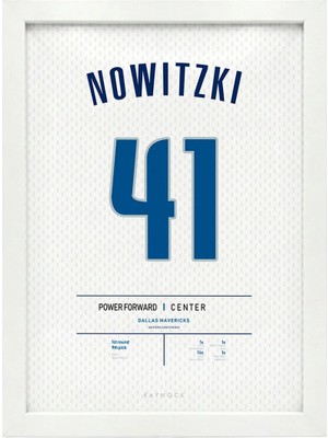 Kaynock Dirk Nowitzki, Dallas Mavericks, Basketbol, Nba Poster Tablo Beyaz Çerçeve