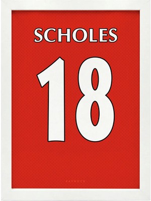 Kaynock Paul Scholes Jersey, Machester United, Futbol Poster Tablo Dijital Tasarım Tablo Beyaz Çerçeve