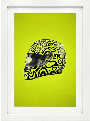 Kaynock Lando Norris Kask, Formula 1, F1, Poster Tablo Beyaz Çerçeve