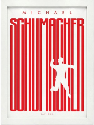 Kaynock Michael Schumacher Silüet, Ferrari, Formula 1, F1, Poster Tablo Beyaz Çerçeve