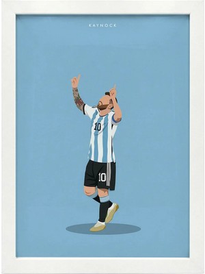Kaynock Messi Arjantin, Gol Sevinci, Futbol, Tablo Beyaz Çerçeve