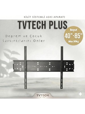 Tvtech I Tv Duvar Askı Aparatı I 85"-80"-75"-70"-65"-60"-55"-50"-45"-40" I Evrensel Uyum I Deprem ve Çocuk Kilitli I  Mini Terazi I Kavisli/Curved I Yerli Üretim I Max Vesa 700x500