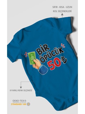 Morivo Kids Bir Öpücük 50TL Kısa Kollu Bebek Body %100 Pamuk