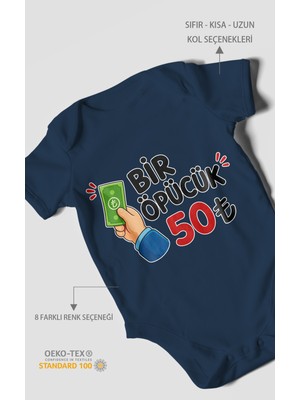 Morivo Kids Bir Öpücük 50TL Kısa Kollu Bebek Body %100 Pamuk
