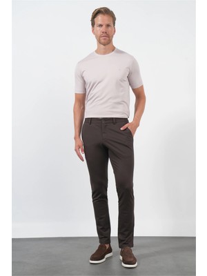 İmza Kahverengi Yan Cep Slim Fit Esnek Jogger Pantolon 1003260274
