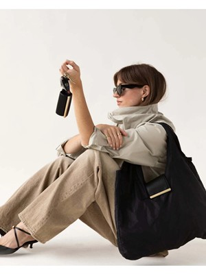 Rivina Pocket Fold Charm Olabilen Su Geçirmez Charm Detay Katlanabilir Tote Çanta