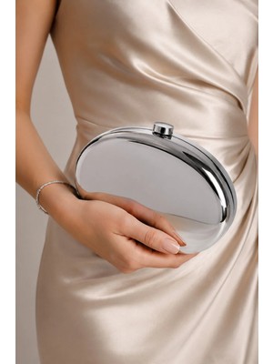 Rivina Laguna Ayna Görünümlü Metal Abiye Clutch Çanta