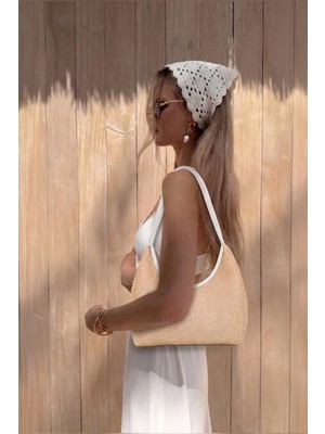 Rivina Blaze Hasır Kadın El Kol ve Omuz Çantası Modern Minimal Hobo Çanta