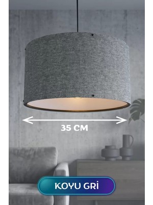 EstoreBox Koyu Gri Kumaş Başlıklı Sarkıt Avize 35 cm