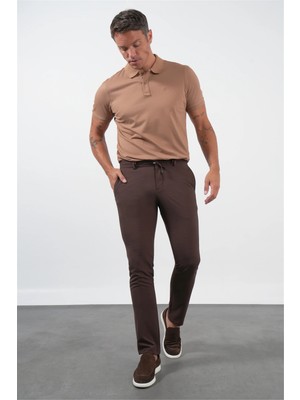 İmza Kahverengi Yan Cep Slim Fit Esnek Jogger Pantolon 1003260179