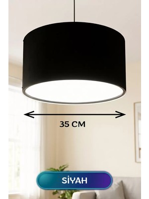 EstoreBox Siyah Kumaş Başlıklı Sarkıt Avize 35 cm