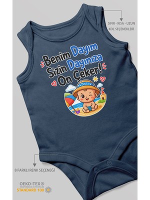 Morivo Kids Benim Dayım, Sizin Dayınıza On Çeker! Sıfır Kollu Bebek Zıbını %100 Pamuk