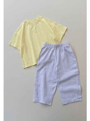 Cigit Oversize T-Shirt Takım 2-10 Yaş Sarı