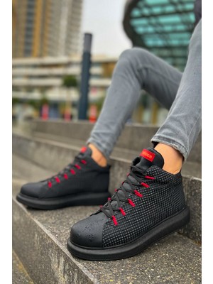 EstoreBox CH111 - Gst Milano Erkek Bot Siyah/kirmizi