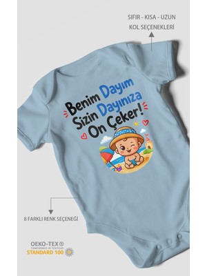 Morivo Kids Benim Dayım, Sizin Dayınıza On Çeker! Kısa Kollu Bebek Body %100 Pamuk