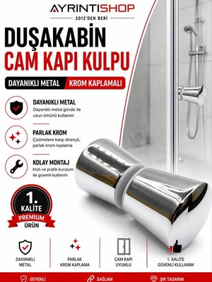 AYRINTISHOP Ayrıntishop Duşakabin Cam Kapı Metal Krom Kaplamalı Kulp – Duşakabin Yedek Parça
