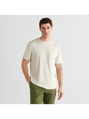 Gant Erkek Krem Bisiklet Yaka Regular Fit T-Shirt