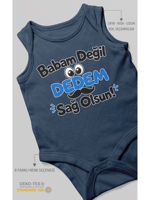 Morivo Kids Babam Değil, Dedem Sağolsun. Sıfır Kollu Bebek Zıbını %100 Pamuk