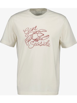 Gant Erkek Krem Bisiklet Yaka Regular Fit T-Shirt