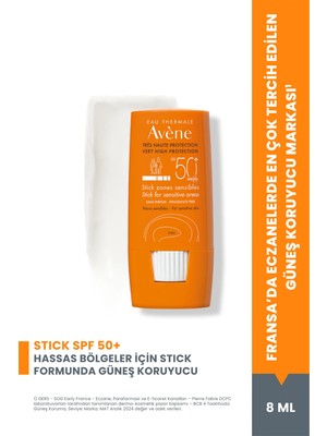 Avene Stick Güneş Kremi SPF 50+ Hassas Bölgeler için Yüksek Koruma Sağlayan Güneş Koruyucu 8 gr