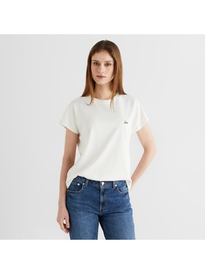 Gant Kadın Beyaz Bisiklet Yaka Regular Fit T-Shirt