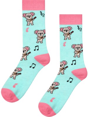 Carnaval Socks Gitar Çalan Koala Desenli Mint Pembe Unisex Soket Çorap  Açıklama
