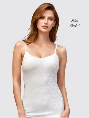 Intive Lingerie Berrak %95 Pamuklu Desenli Ince Askılı Esnek Yeni Nesil Kadın Atlet