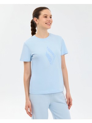 Skechers W Regular Fit Graphic T-Shirt Kadın Mavi Tshirt S2610057-0721