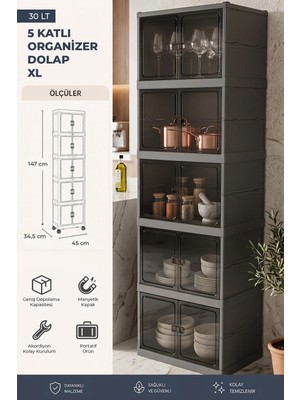 Kitchen Life 5'li Katlanabilir Modüler Çok Amaçlı Organizer Dolap Çizmelik Ayakkabı Düzenleyici