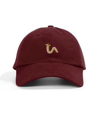 PataCute Gezgin Solucan Bordo Soft Baseball Şapka