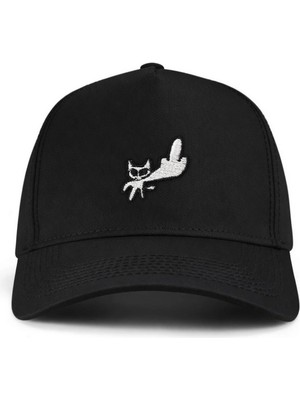 PataCute Cat You Siyah Yüksek Profil Baseball Şapka