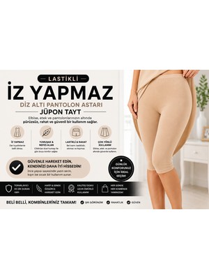MÇ İç Giyim Dikişsiz Iz Yapmaz Diz Altı Pantolon Astarı - Lastikli Rahat Jüpon Tayt