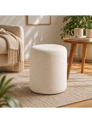 Dtm Home Silindir Puf | Modern Kumaş Puf Koltuk, Oturma Pufu, Dekoratif Salon ve Yatak Odası Pufu