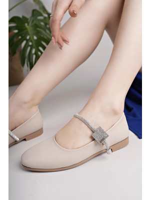 Nesil Shoes Swell 20820 Ten Tokası Taşlı Kadın Babet
