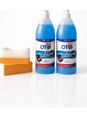 Oto55 2 Adet Jel Lastik Parlatıcı 720 ml Alana 2 Adet Lastik Süngeri Hediye