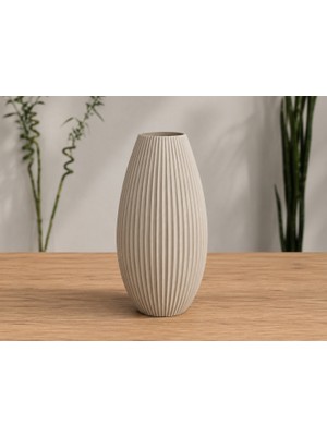 Baba Oğul 3D 3D Baskı Modern Dekoratif Vazo – Minimalist Tasarım | Ev ve Ofis Dekorasyonu - 20 cm Çizgili Motifli Vazo