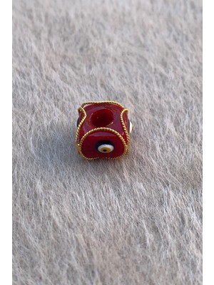 Bayar Gold Altın Bordo Gözlü Küçük Boy Telkari Hülyam Boncuk