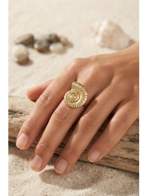 Nautilus Tasarım Gold Renk Kadın Yüzük - Lisinya