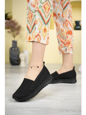 Nesil Shoes Aky 055 Siyah Triko Yazlık Kadın Ayakkabı