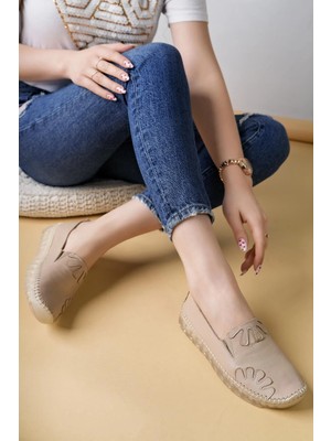 Nesil Shoes Knc 10 Bej Hakiki Deri Şeffaf Taban Kadın Ayakkabı