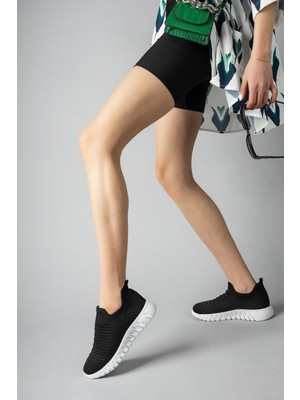 Nesil Shoes Dvm 505 Siyah Beyaz Triko Kadın Sneakers
