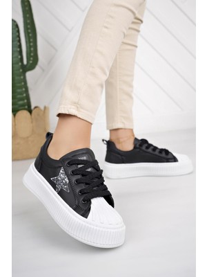 Nesil Shoes Dvm 7100 Siyah Beyaz Kadın Sneakers